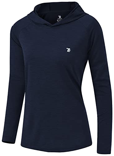 TBMPOY Damen LSF 50+ Sonnenschutz Hoodie Shirt Langarm Angeln Wandern Outdoor UV Shirt Leicht, 14 - Dark Navy, Mittel von TBMPOY