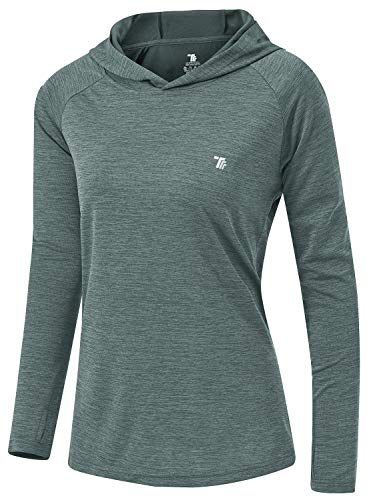 TBMPOY Damen UPF 50+ UV Sonnenschutz Hoodie Langarm Shirt Leicht Outdoor Laufen Schnell Trocken Shirts - - XX-Large von TBMPOY