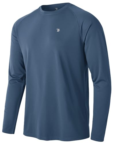 TBMPOY Herren Langarm Rash Guard Shirts UPF 50+ Sonnenschutz Wandern Shirts Leicht Outdoor Athletic Fishing Tops, 14-blau-grau, Large von TBMPOY