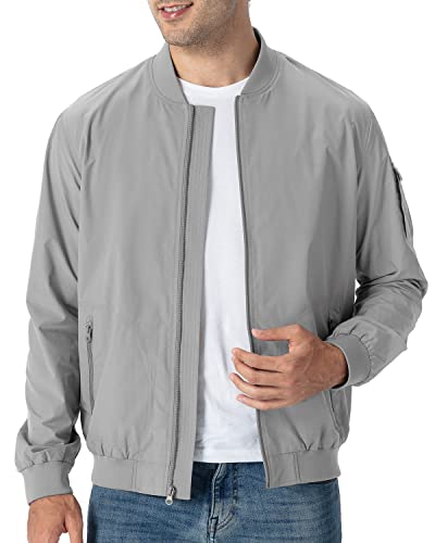 TBMPOY Herren Leichte Bomberjacken Leichte Trainingsjacken Lässige Sommer Windbreaker Outdoor Golf Mode Mantel für Männer, 10-hellgrau, M von TBMPOY