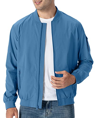 TBMPOY Herren Leichte Bomberjacken Leichte Trainingsjacken Lässige Sommer Windbreaker Outdoor Golf Mode Mantel für Männer, 9-himmelblau, M von TBMPOY