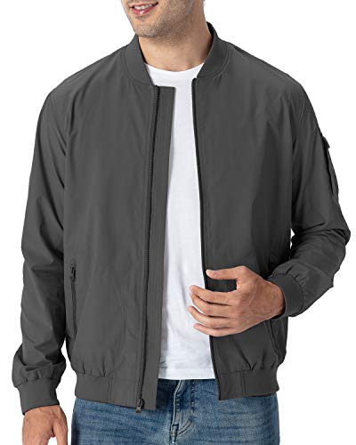 TBMPOY Herren Leichte Laufjacken Winddicht Atmungsaktiv Windbreaker für Outdoor Camping Reisen - Grau - Mittel von TBMPOY