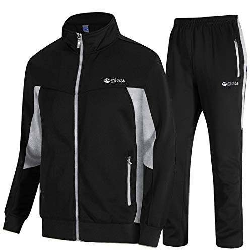 TBMPOY Herren Trainingsanzug Athletic Sport Casual Full Zip Sweatsuit - - Large von TBMPOY