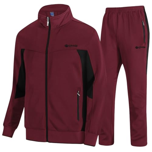 TBMPOY Herren Trainingsanzug Athletic Sport Casual Full Zip Sweatsuit - - Small von TBMPOY
