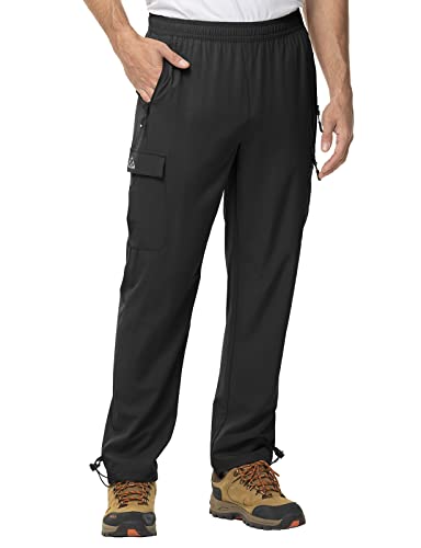 TBMPOY Herren-Wanderhose, schnell trocknend, leicht, Stretch, Wind, Outdoor, lässig, Cargo-Arbeitshose mit 5 Taschen, Schwarz, X-Groß von TBMPOY