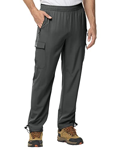 TBMPOY Herren-Wanderhose, schnell trocknend, leicht, Stretch, Wind, Outdoor, lässig, Cargo-Arbeitshose mit 5 Taschen, grau dunkel, X-Groß von TBMPOY