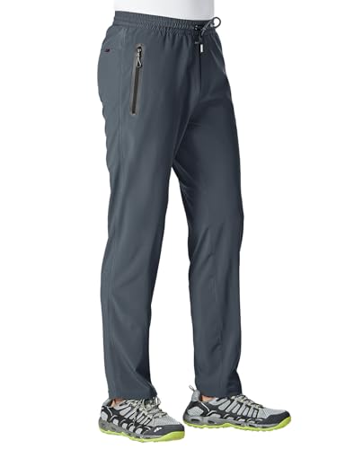 TBMPOY Leichte Herren-Wanderhose, atmungsaktiv, sportlich, Angeln, aktive Jogginghose, Reißverschlusstaschen, A7-cool Grey, Mittel von TBMPOY