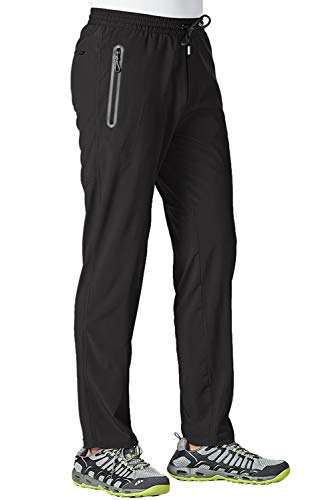 TBMPOY Leichte Herren-Wanderhose, atmungsaktiv, sportlich, Angeln, aktive Jogger, Reißverschlusstaschen, A1-schwarz, X-Groß von TBMPOY