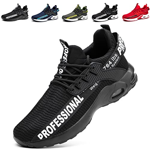 TBNOI Sicherheitsschuhe Damen Leicht Arbeitsschuhe Stahlkappe Sportlich Stahlkappenschuhe rutschfest Y92/Schwarz 39 von TBNOI