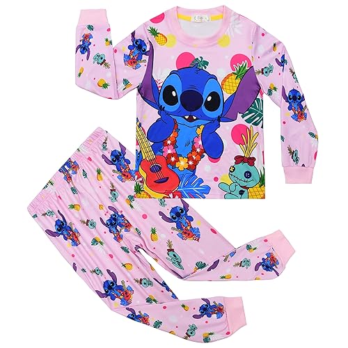 TBNRFrags Pyjamas für Mädchen Stiche Rosa Blau Nachtwäsche Comfy Kid Nachtwäsche Nette Cartoon Homewear Pjs Set Mädchen Pyjamas, rose, 152 von TBNRFrags