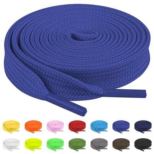 TBOC 2X Schnuersenkel Schuhbaender Schnürsenkel Shoelaces Flach [Elektrisch Blau] Laces [140 cm] Sneaker Wanderschuhe Schuche Arbeitsschuhe Stiefel|Kompatibel mit Nike Converse Adidas Herren Damen von TBOC