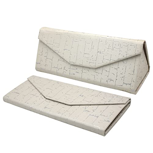 TBOC Faltbar Brillenetui für Sonnenbrille - [Silberweiß] Hartschale [Dreieckige] Tasche mit [Magnetverschluss] Innenfutter für Lesebrille Groß Modern Leicht Design Tasche Damen Herren Kind von TBOC