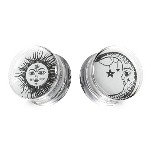 TBOSEN 1Paar Acryl-Ohrmesser im Sonnen- und Mondstil Stecker und Tunnel für Ohren Messgeräte für Ohren Piercing Expander Stretchers Geschenk 0g-1 3/16 '' in 8mm-30mm von TBOSEN