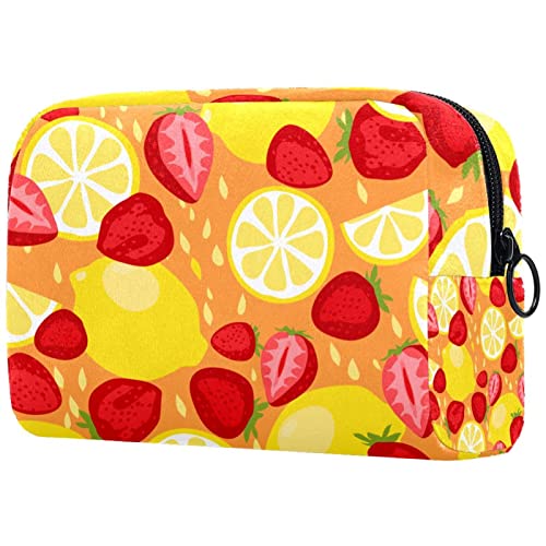 Geschenke für Männer Frauen Make-up Taschen Kulturbeutel Kleine KosmetiktaschenErdbeer Zitronen Frucht von TBOUOBT