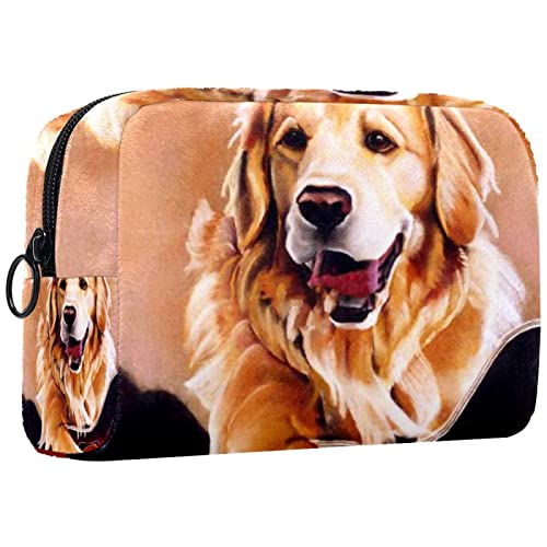 Kosmetiktasche für Frauen, Make-up-Taschen, geräumige Kulturtasche, ReisegeschenkTierischer Golden Retriever Hund von TBOUOBT