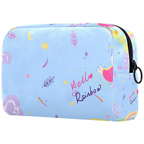 Kosmetische Reisetaschen, Make-up-Koffer, Make-up-Tasche für ToilettenartikelCartoon Tier Mädchen Regenbogen Giraffe von TBOUOBT