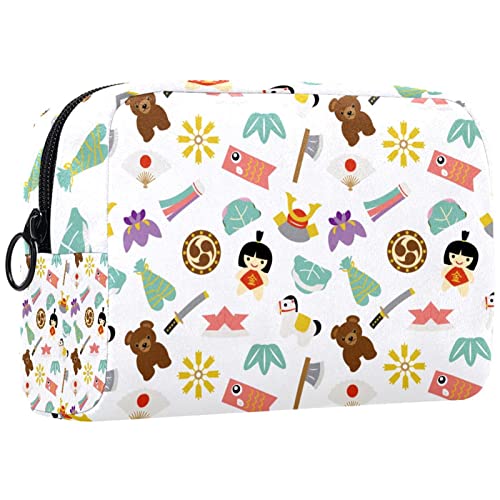 Make-up-Tasche Reißverschlusstasche Reise-Kosmetik-Organizer für Frauen und MädchenJapanisches Cartoon Mädchen Bären Fan Muster von TBOUOBT