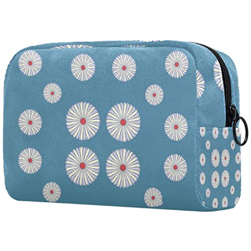 Schminktasche Reise Kosmetiktasche Tasche Geldbörse Handtasche mit ReißverschlussBlaue Gänseblümchenblume der Chrysantheme von TBOUOBT