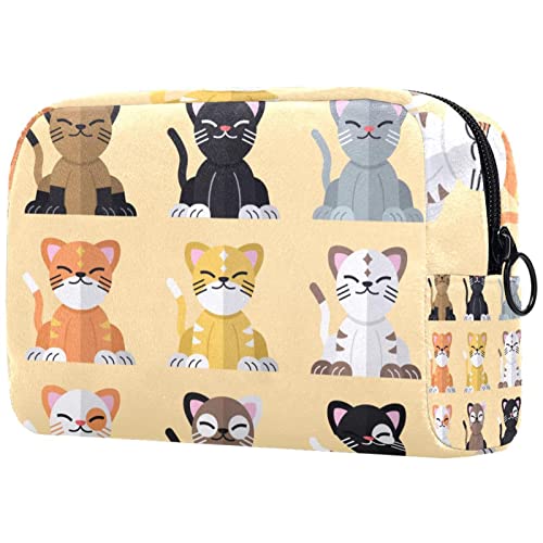 Schminktasche Reise Kosmetiktasche Tasche Geldbörse Handtasche mit ReißverschlussCartoon Katzen Tier von TBOUOBT