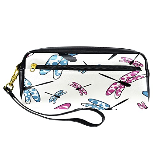 Schminktasche Reise Kosmetiktasche Tasche Geldbörse Handtasche mit ReißverschlussCartoon Libelle blau lila von TBOUOBT