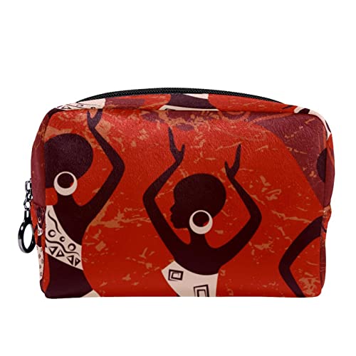 Schminktasche Reise Kosmetiktasche Tasche Geldbörse Handtasche mit ReißverschlussEthnische afrikanische Mädchen Retro Kunst von TBOUOBT