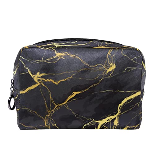 Schminktasche Reise Kosmetiktasche Tasche Geldbörse Handtasche mit ReißverschlussMarmor Textur Goldgrau Modern von TBOUOBT