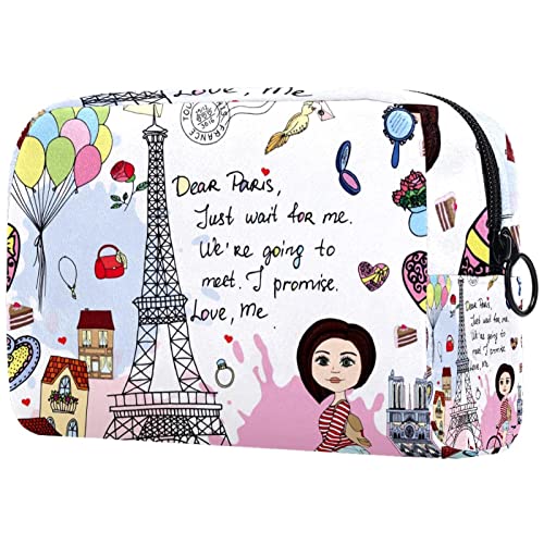 Schminktasche Reise Kosmetiktasche Tasche Geldbörse Handtasche mit ReißverschlussParis Eiffelturm Postkarte von TBOUOBT