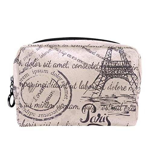 Schminktasche Reise Kosmetiktasche Tasche Geldbörse Handtasche mit ReißverschlussRetro Eiffelturm Paris Postkarte von TBOUOBT