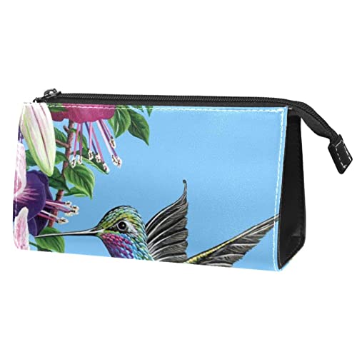 Schminktasche Reise Kosmetiktasche Tasche Geldbörse Handtasche mit ReißverschlussRetro Kolibri Blume von TBOUOBT