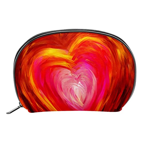 Schminktasche Reise Kosmetiktasche Tasche Geldbörse Handtasche mit ReißverschlussRotes Herz Ölgemälde Valentinstag von TBOUOBT