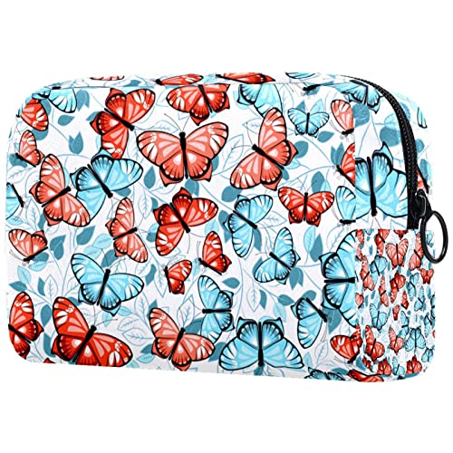 Schminktasche Reise Kosmetiktasche Tasche Geldbörse Handtasche mit ReißverschlussSchmetterling rot blau Cartoon modern von TBOUOBT