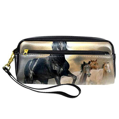 Schminktasche Reise Kosmetiktasche Tasche Geldbörse Handtasche mit ReißverschlussTierherde von Pferden von TBOUOBT