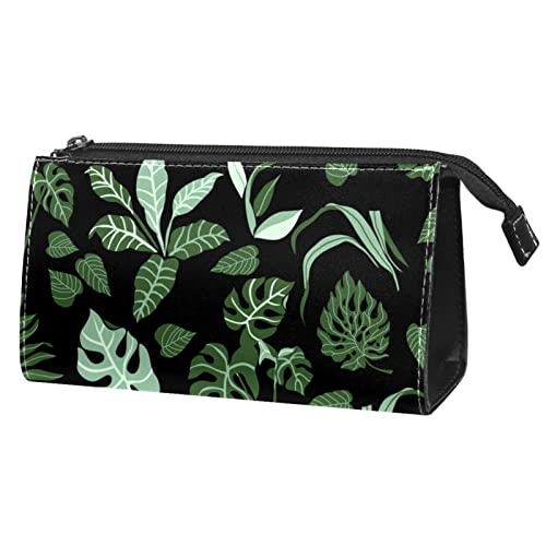 Schminktasche Reise Kosmetiktasche Tasche Geldbörse Handtasche mit Reißverschlussgrüne sommerpalmenblätter von TBOUOBT