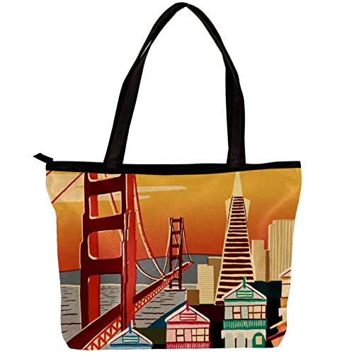TBOUOBT Handtaschen für Damen Mode Tragetaschen Umhängetasche Satchel Taschen,San Francisco Landschaft von TBOUOBT