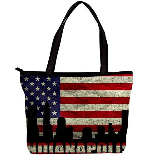 TBOUOBT Handtaschen für Damen Mode Tragetaschen Umhängetasche Satchel Taschen,USA Flagge Retro Muster Indianapolis von TBOUOBT