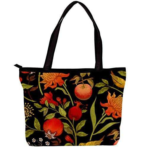 TBOUOBT Tote Bags Handtaschen für Damen Top Handle Damen Umhängetaschen,Granatapfel Chrysantheme Retro Herbst mit Blumen von TBOUOBT