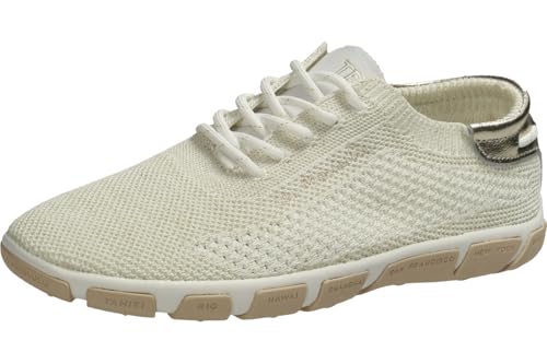 TBS Jazaria Segelschuh, Tennis Knit Eco PET, Chine Blanc + Gold, Wechselfußbett, H7L97 Weiß Gr. 42 von TBS