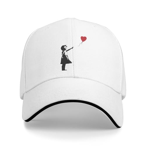 TBSANIN Baseball-Mütze Frühling Herz Mädchen mit Ballon Banksy Outdoor Sport Mode Druck Sonne Unisex-Teens Sonnencreme Snapback Cap Geschenke von TBSANIN