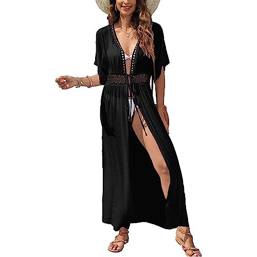 Damen Kimono Cardigan Strand Sommer Loose Lange Boho Bikini Cover Up Oversized Mode Leichte Frauen Beachwear Bedecken Strandkleider Strandtunika Damen Strandkleid Lang Sommer Pareo Strandtunika von TBSCWYF