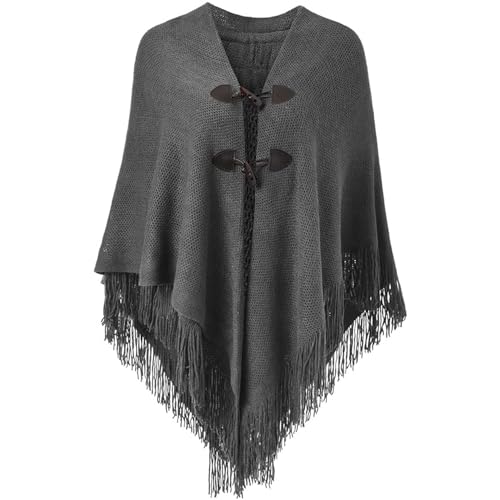 Damen Kunstpelz Strick Poncho Cape mit Kapuze Warm Umhang Cardigan Stola Brautjacke für Winter Hochzeit Abend Damen Poncho Locker sitzender Cape Schal mit offener Vorderseite für Herbst und Winter von TBSCWYF