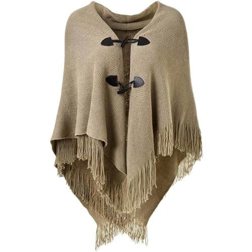 Damen Kunstpelz Strick Poncho Cape mit Kapuze Warm Umhang Cardigan Stola Brautjacke für Winter Hochzeit Abend Damen Poncho Locker sitzender Cape Schal mit offener Vorderseite für Herbst und Winter von TBSCWYF