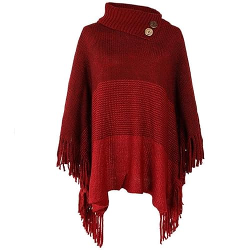 Damen Poncho mit knöpfen Schal Cashmere Feeling Strick Decke Cape Cardigan für Frauen Retro Cardigans Pullover Umhängetuch im Winter Geschenk für Mutter Wrap Damen Poncho Locker sitzender Cape Schal von TBSCWYF