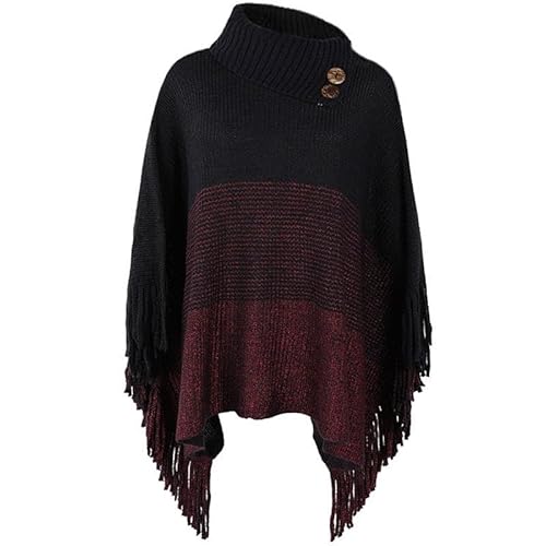 Damen Poncho mit knöpfen Schal Cashmere Feeling Strick Decke Cape Cardigan für Frauen Retro Cardigans Pullover Umhängetuch im Winter Geschenk für Mutter Wrap Damen Poncho Locker sitzender Cape Schal von TBSCWYF