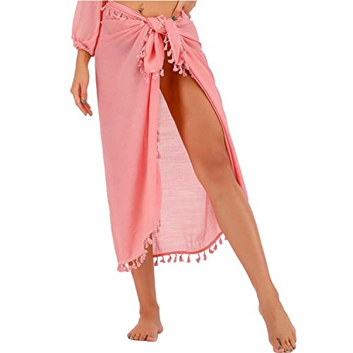 Damen Sarong Pareo für den Strand zum Tragen über Badeanzügen Strand Wrap Sarong Vertuschung Chiffon Badeanzug Wickelröcke Damen Strand Lang Sarong Badeanzug mit Quaste von TBSCWYF