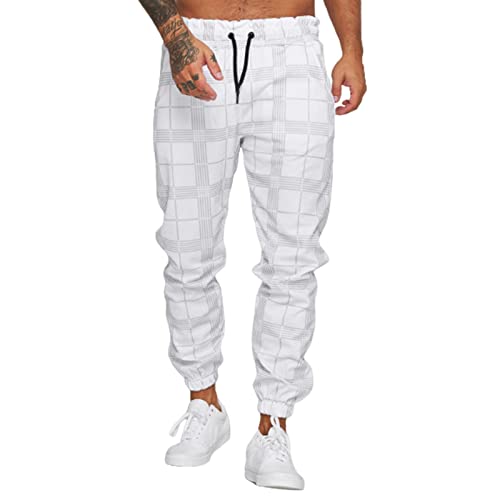 Jogginghose Herren Trainingshose Loose Fit Sporthose Lang Sweatpants Kariert Freizeithose für Männer Herren Jogginghose Sporthose Baumwolle Fitness Slim Fit Hose Freizeithose Joggers von TBSCWYF
