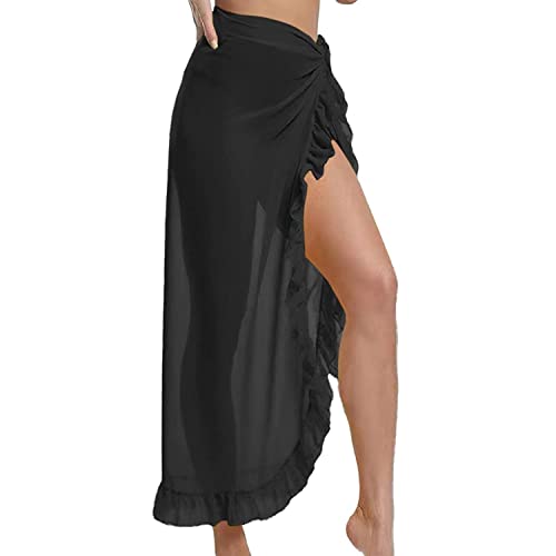 Strand Wrap Sarong Damen, Chiffon Vertuschung Wickelröcke Kurz Bikini Rock Cover up Strandtuch Strandkleid Tücher Wickelrock Badeanzug für Urlaub Sommer Strand Wrap Sarong Vertuschung Chiffon von TBSCWYF