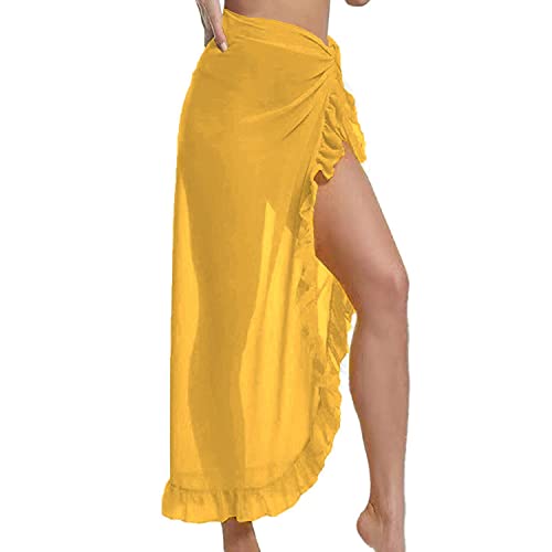 Strand Wrap Sarong Damen, Chiffon Vertuschung Wickelröcke Kurz Bikini Rock Cover up Strandtuch Strandkleid Tücher Wickelrock Badeanzug für Urlaub Sommer Strand Wrap Sarong Vertuschung Chiffon von TBSCWYF