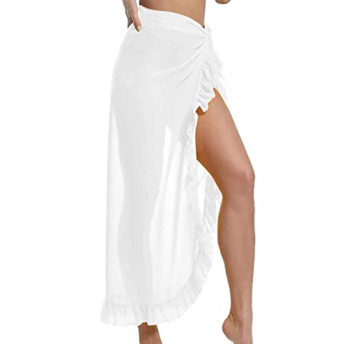 Strand Wrap Sarong Damen, Chiffon Vertuschung Wickelröcke Kurz Bikini Rock Cover up Strandtuch Strandkleid Tücher Wickelrock Badeanzug für Urlaub Sommer Strand Wrap Sarong Vertuschung Chiffon von TBSCWYF