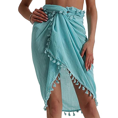 Strand Wrap Sarong Vertuschung Chiffon Badeanzug Wickelröcke Damen Blumendruck Schulterfrei Strandkleid Sommerkleid Bademode Kleid Strandponcho Pareos zum Tragen über Badeanzügen von TBSCWYF