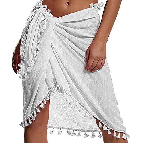 Strand Wrap Sarong Vertuschung Chiffon Badeanzug Wickelröcke Damen Blumendruck Schulterfrei Strandkleid Sommerkleid Bademode Kleid Strandponcho Pareos zum Tragen über Badeanzügen von TBSCWYF